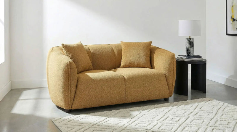 Aleisha Fabric Upholstered Loveseat Mustard Yellow by Unique Piece Furniture
