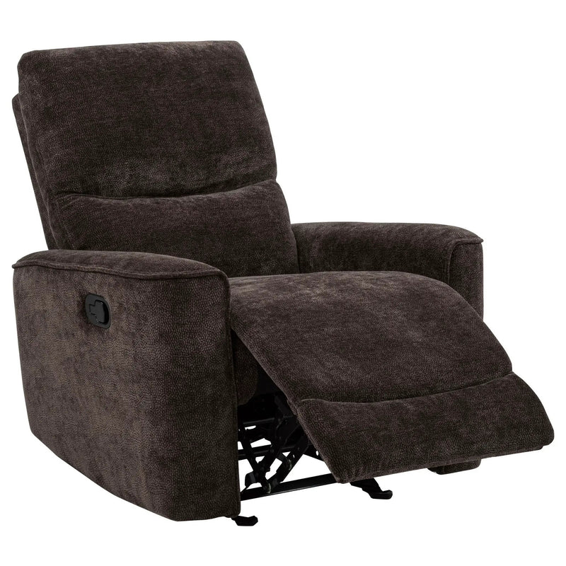 Navarro Chenille Upholstered Glider Recliner Dark Brown by Unique Piece Furniture