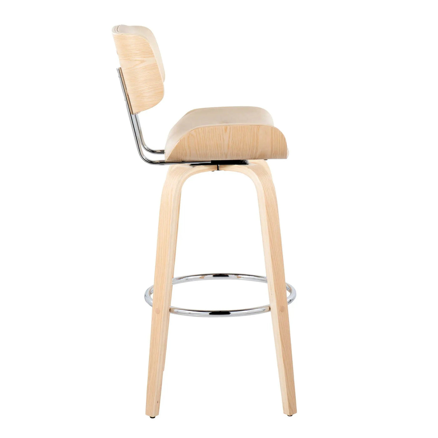 Lombardi - Mid Century Modern Fixed Height Barstool With Swivel With Round Footrest (Set of 2) by HouseOfZazla