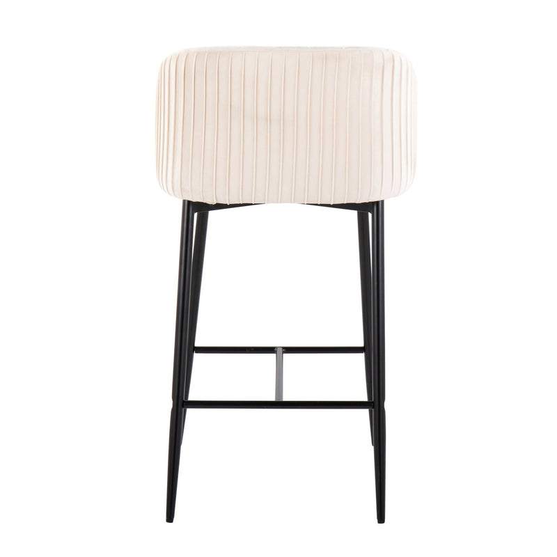 Fran - Pleated Waves Contemporary, Fixed Height Counter Stool (Set of 2) by HouseOfZazla