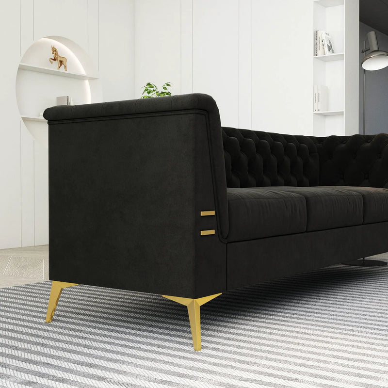 Luxurious Sofa With Legs, Modern Chesterfield Design, Tufted Upholstery, 3 Seat Couch For Living Room And Office by HouseOfZazla