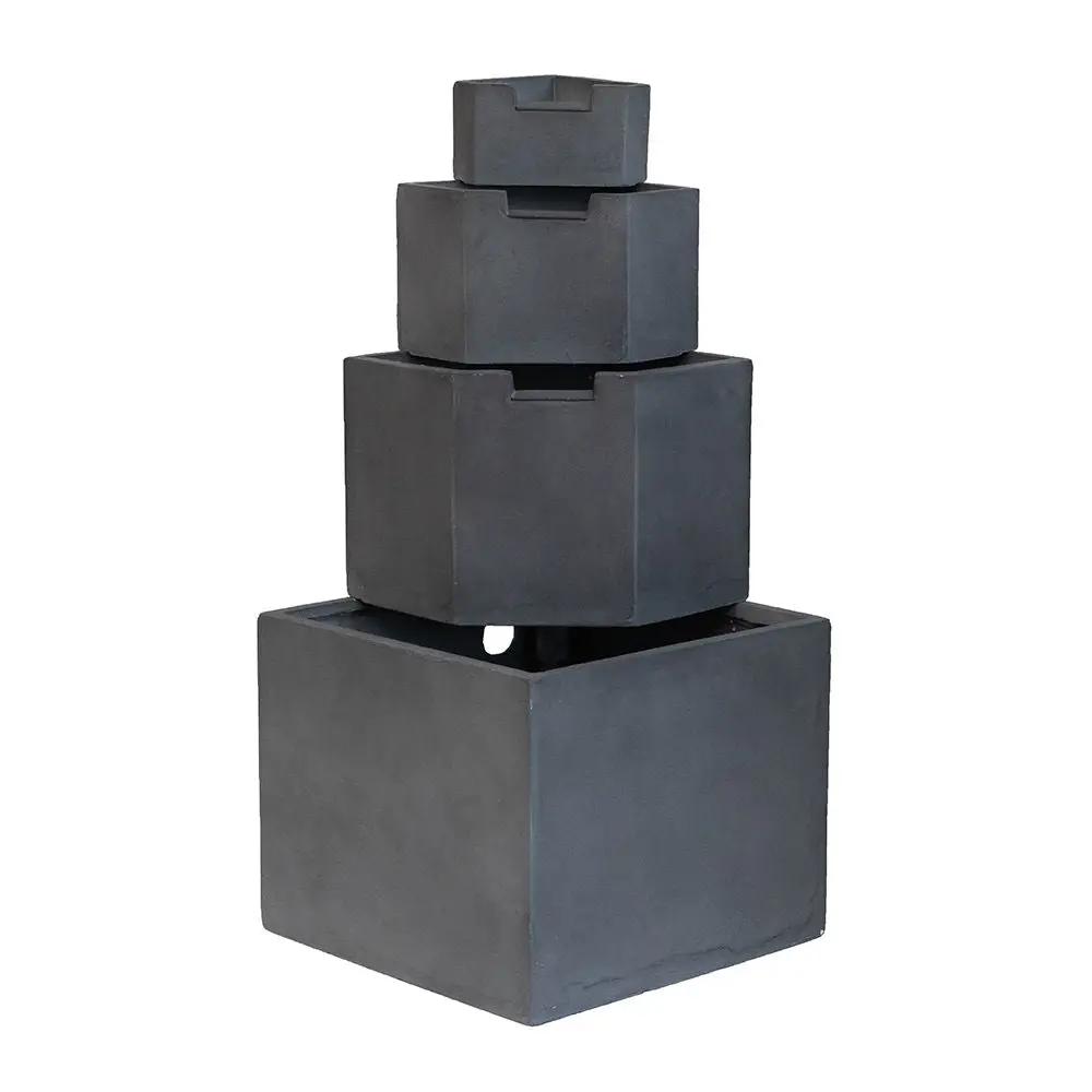 Cement 4 Tier Block Water Fountain Outdoor - Gray by Unique Piece Furniture