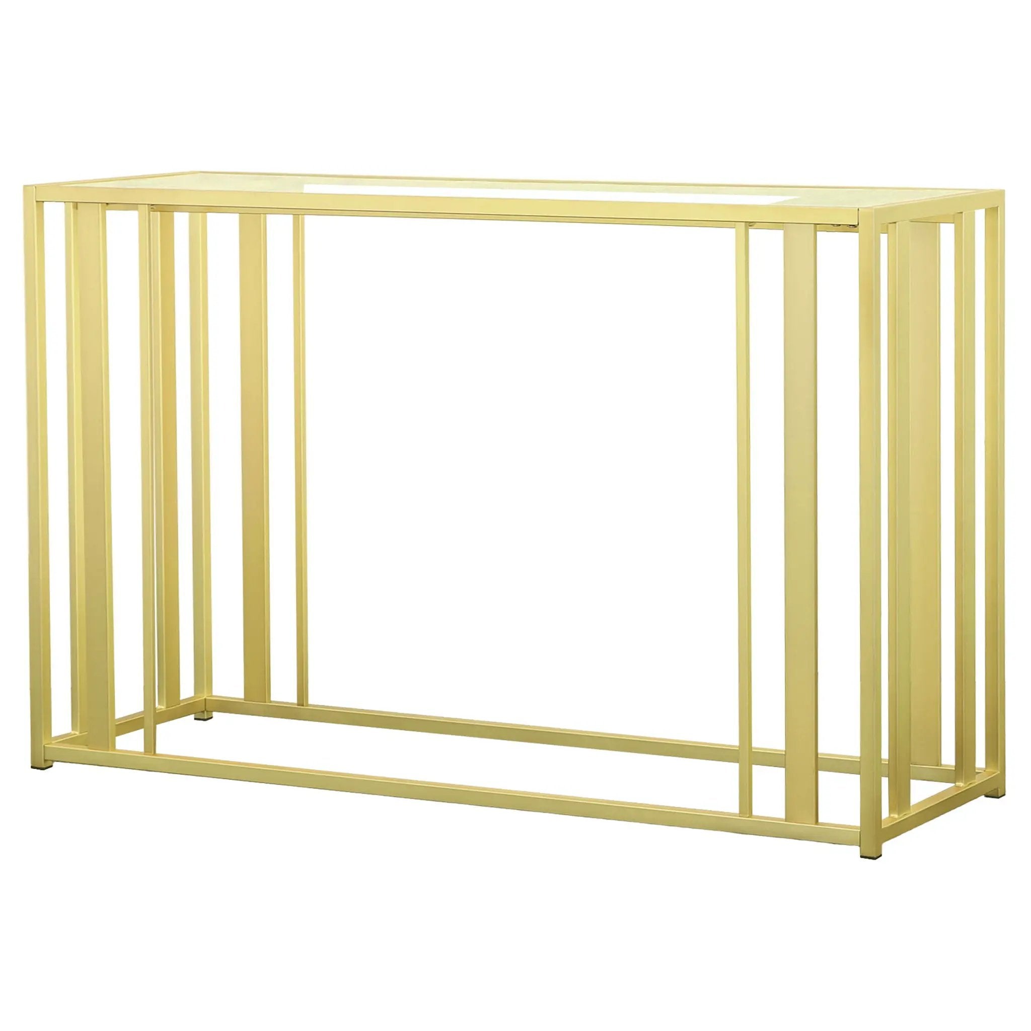 Adri Glass Top Entryway Console Table Matte Brass by Unique Piece Furniture