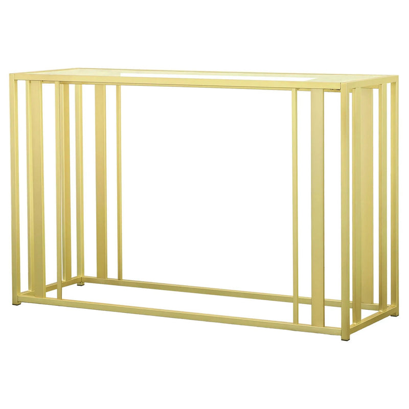 Adri Glass Top Entryway Console Table Matte Brass by Unique Piece Furniture