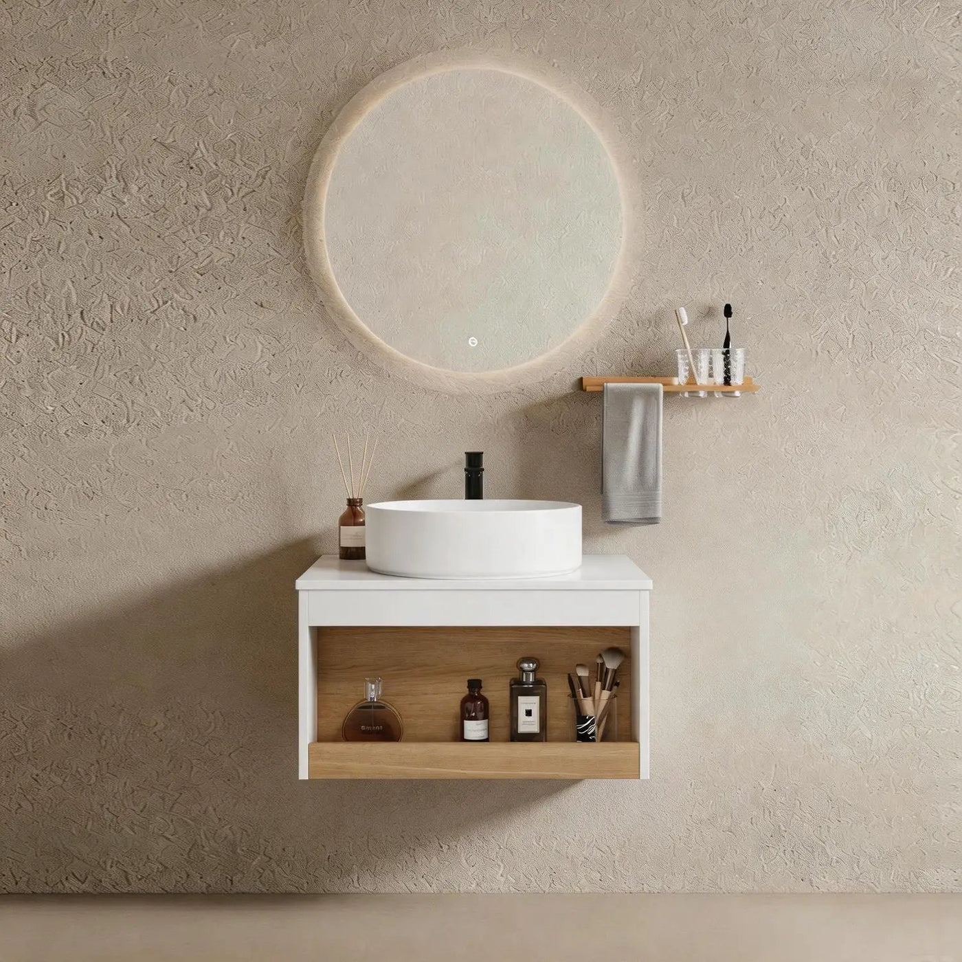 Floating Bathroom Vanity With Glossy Round Vessel Sink by Unique Piece Furniture