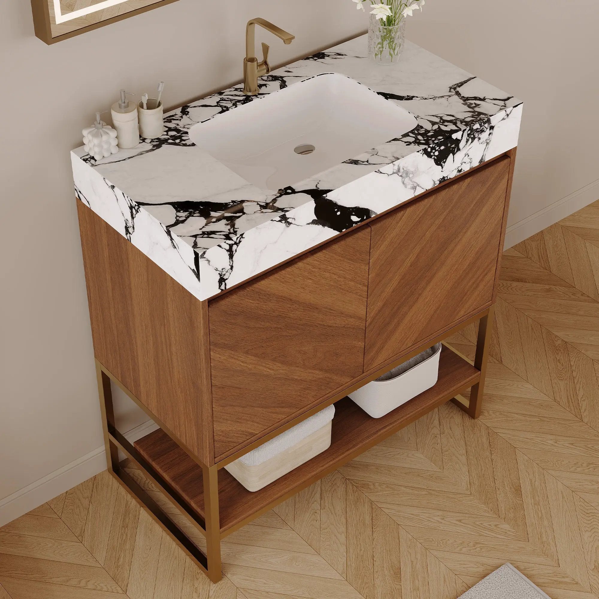 29.9" Modern Free-standing Bathroom Vanity with Ceramic Sink by HouseOfZazla