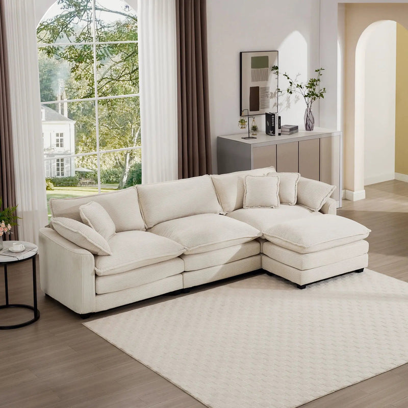 Modern Oversized Modular Cushion Sofa With Ottoman, Low Back, Deep Seating Sofa Set by HouseOfZazla