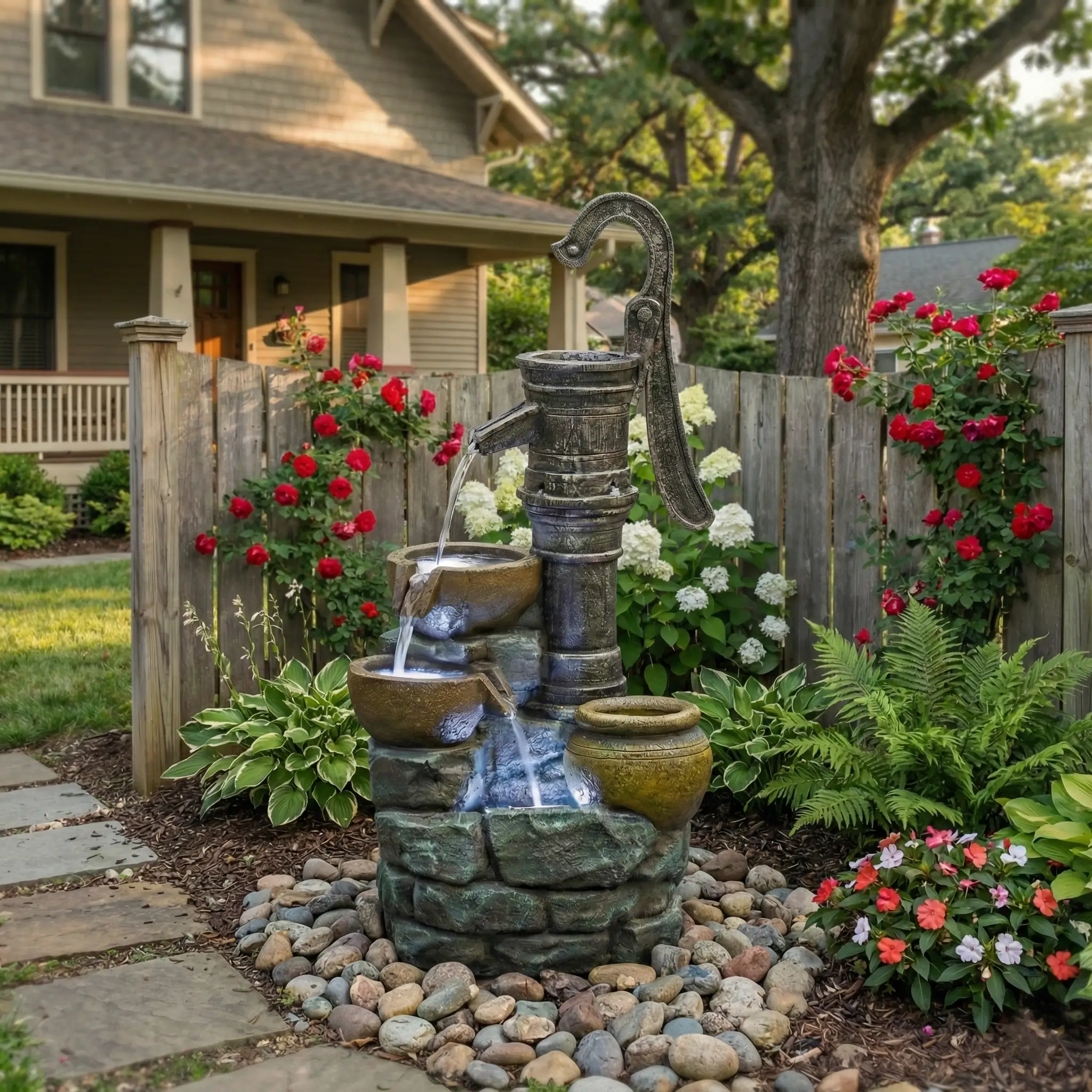 32'' H Large Outdoor Fountain with Vintage Pump by HouseOfZazla