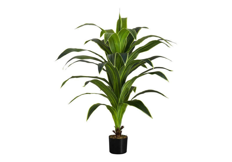 47" Tall, Artificial Plant, Dracaena Tree, Indoor, Faux, Fake, Floor, Greenery, Potted, Real Touch, Decorative - Green / Black by Unique Piece Furniture