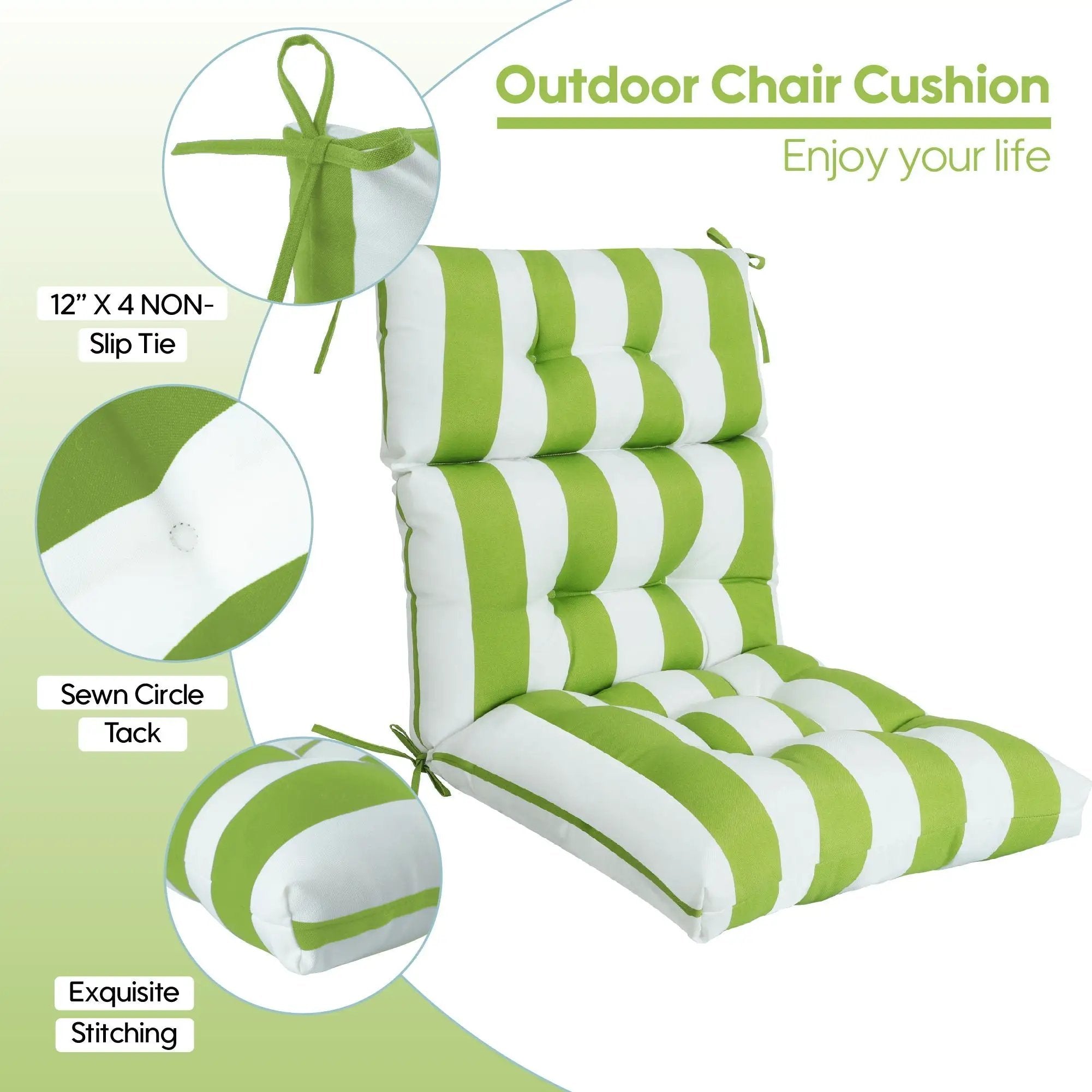 2 Piece High Back Patio Chair Cushion Set, Tufted Adirondack And Rocking Chair Cushions by HouseOfZazla