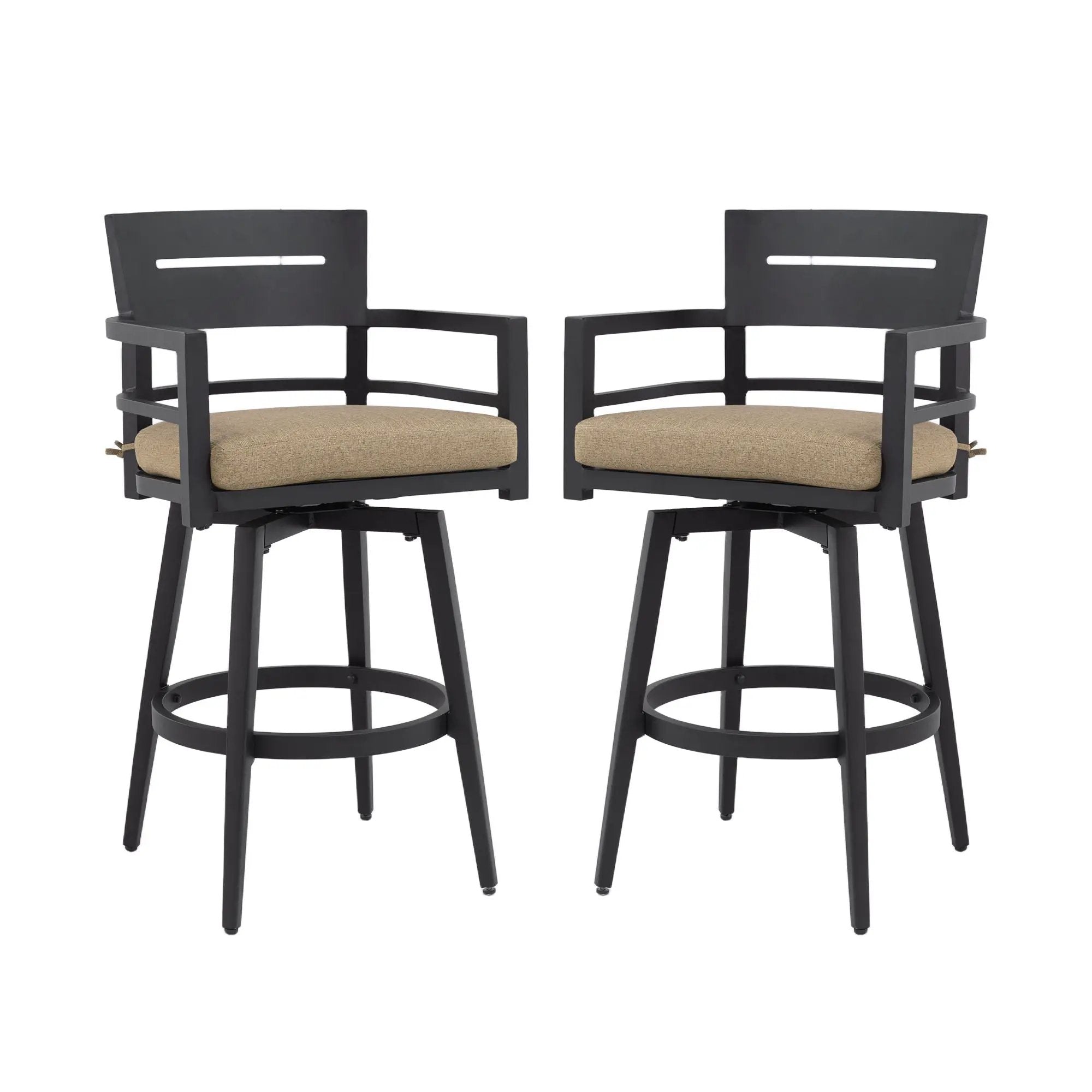Outdoor Swivel Bar Chairs, 360 Degree Rotation, Ergonomic Backrest (Set of 2) by HouseOfZazla