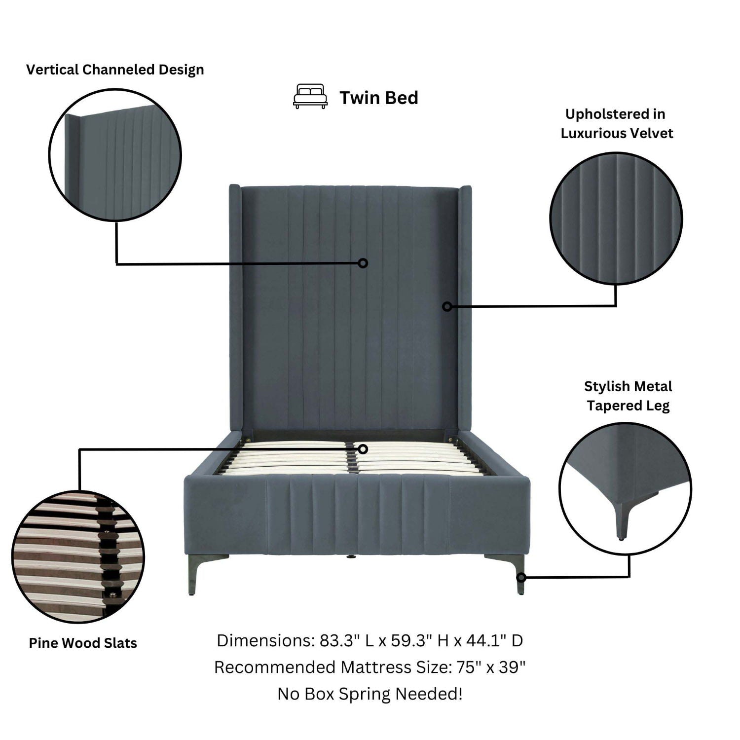 Promenade - Bed With Upholstered Headboard And Slats by HouseOfZazla