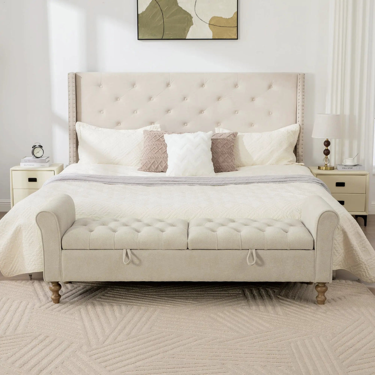65.75" Wide Modern Upholstered Storage Bench by HouseOfZazla