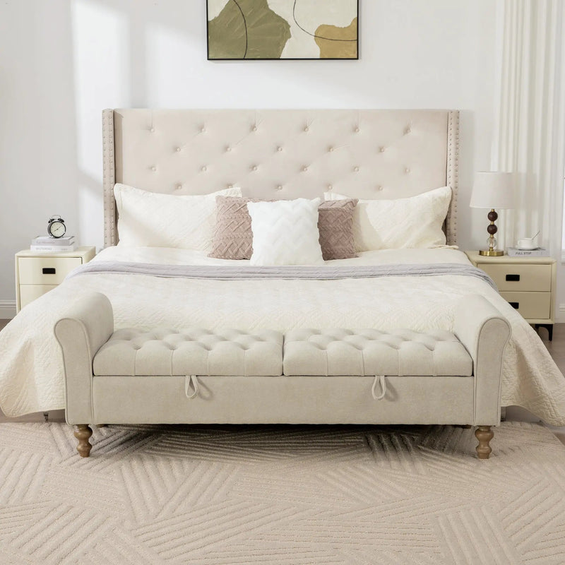 65.75" Wide Modern Upholstered Storage Bench by HouseOfZazla