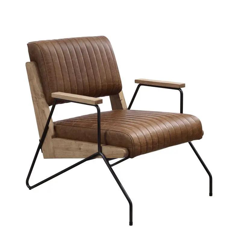 Eacnlz - Accent Chair - Cocoa Top Grain Leather & Matt Iron by Unique Piece Furniture