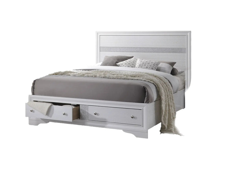 Traditional Style Queen 4 Pc Storage Bedroom Set Made with Wood in White by HouseOfZazla