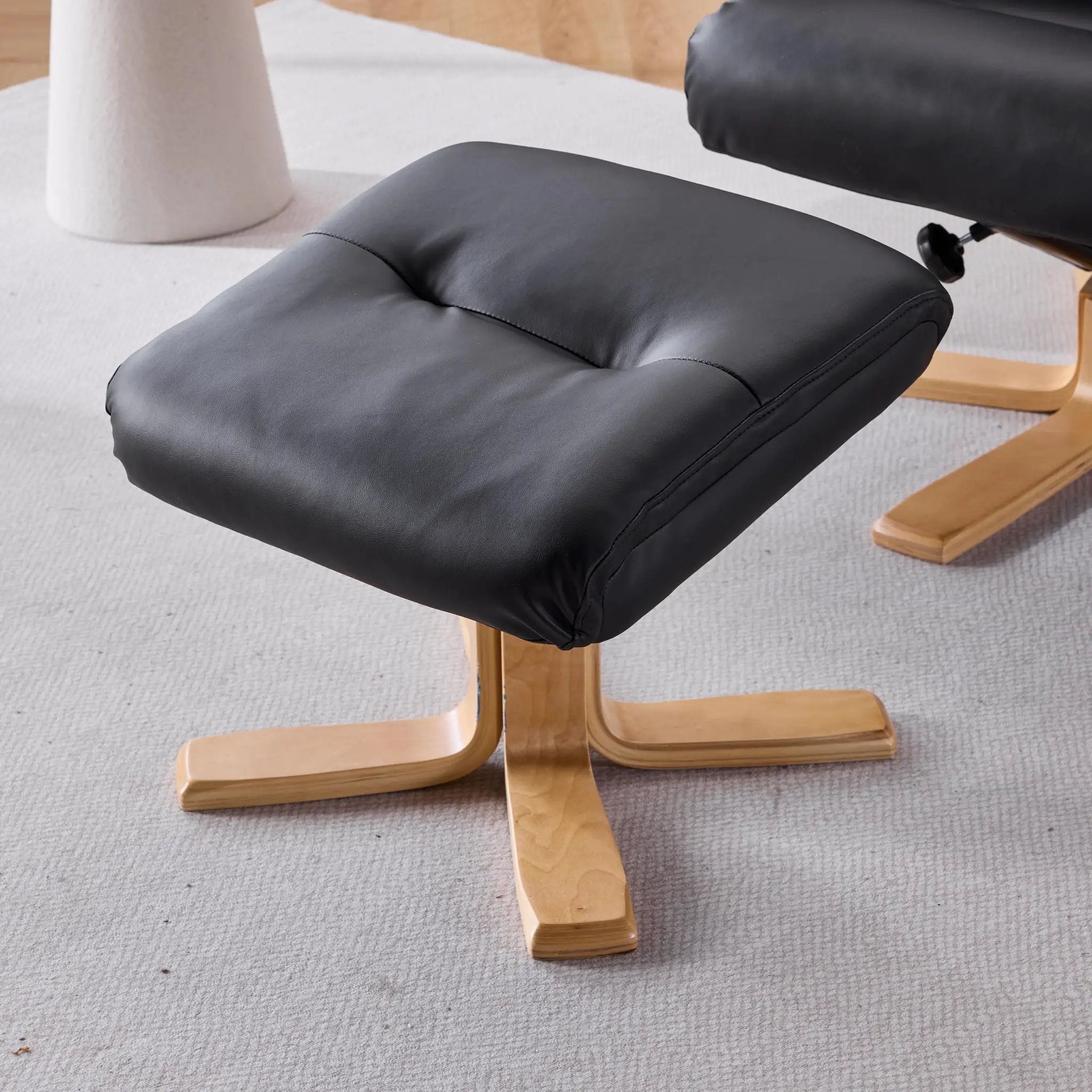 Upholstered Heated Massage 360° Swivel Accent Chair With Ottoman by HouseOfZazla