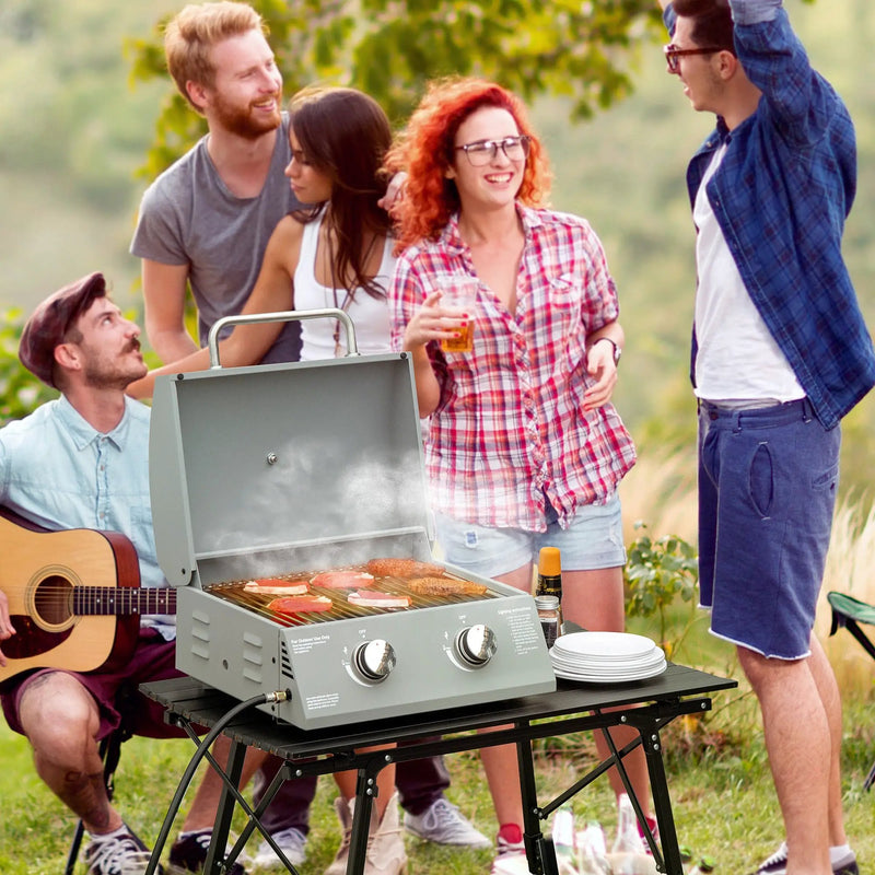 Outsunny 2 Burner Propane Gas Grill Outdoor Portable Tabletop BBQ by HouseOfZazla
