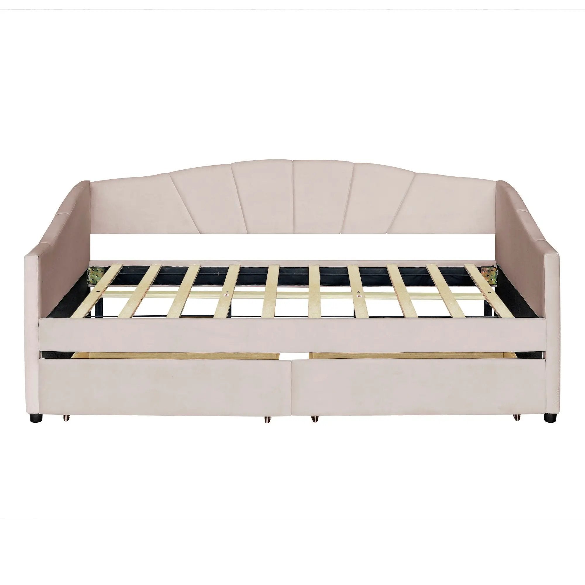Upholstered Daybed With Two Drawers And Wood Slat by Unique Piece Furniture