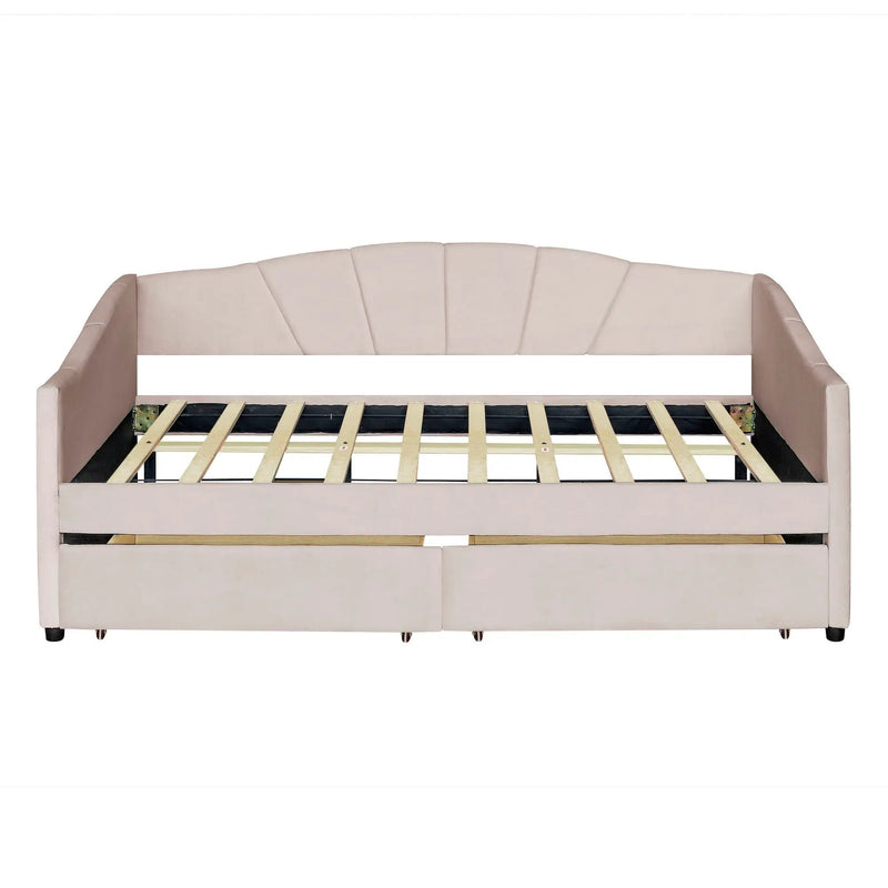 Upholstered Daybed With Two Drawers And Wood Slat by Unique Piece Furniture