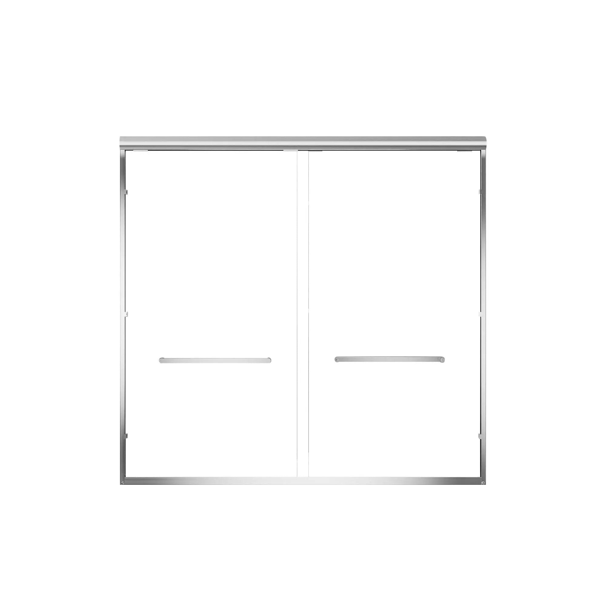 Aluminum Frame Double Double Soft Close Shower Door, Tempered Glass And Dual Stainless Steel Handles by HouseOfZazla