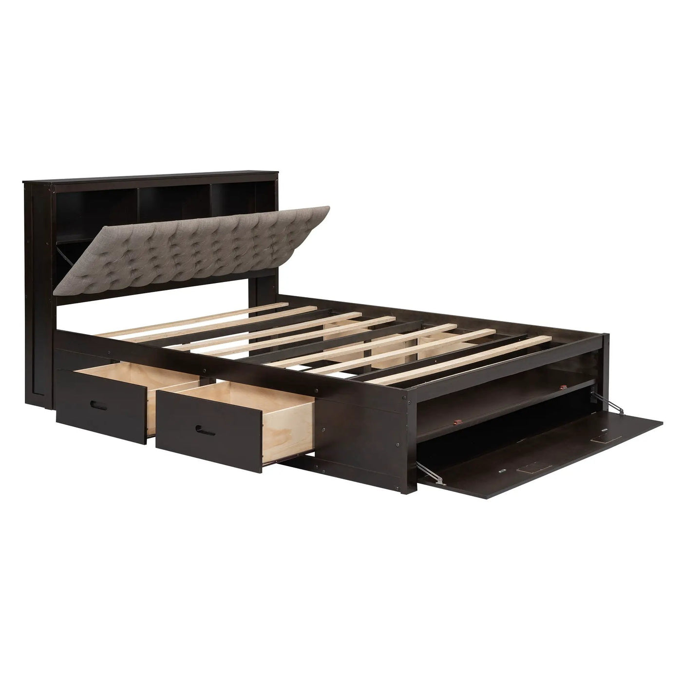 Platform Bed With Storage Headboard, Shoe Rack And 4 Drawers by HouseOfZazla