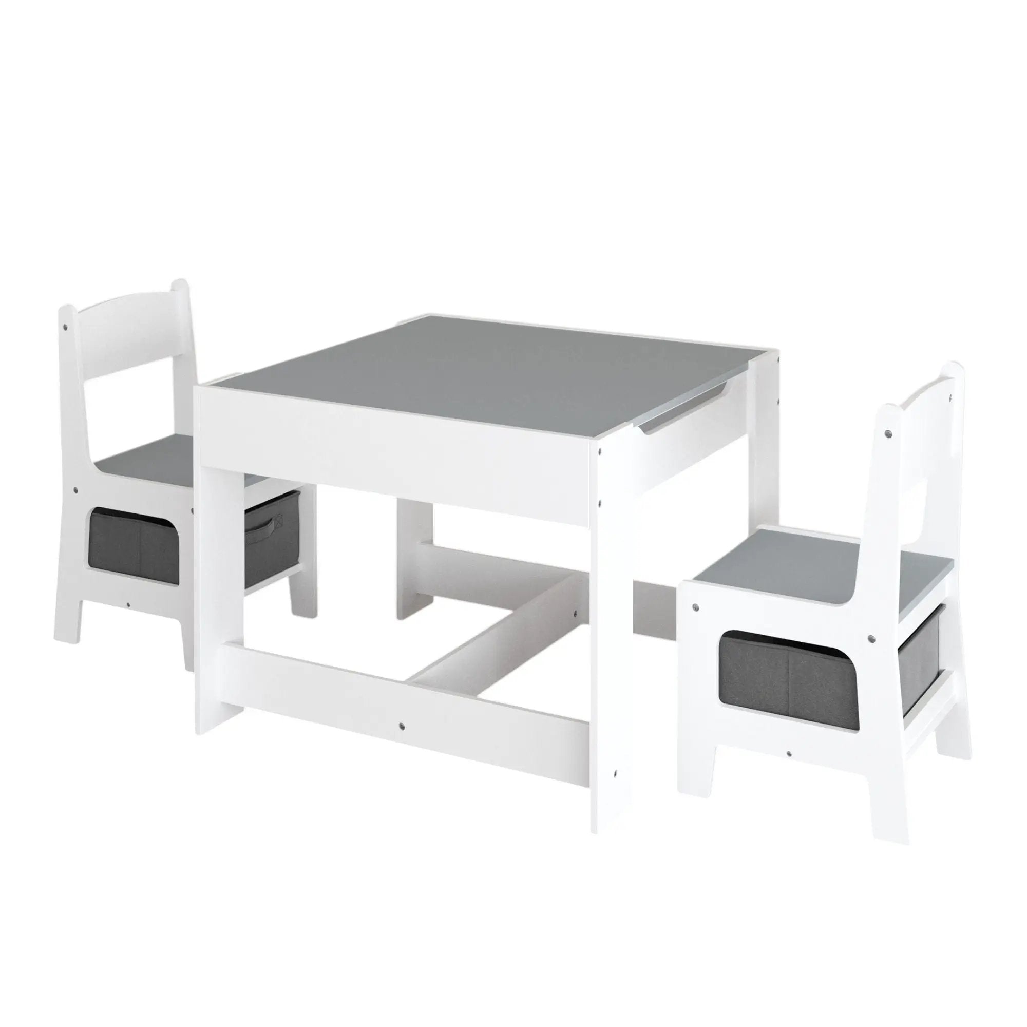 Kids Table And Chair Set, 3 In 1 Activity Table With Storage Drawer For Toddlers Drawing, Reading, Crafts, 2 In 1 Detachable Top - White by Unique Piece Furniture