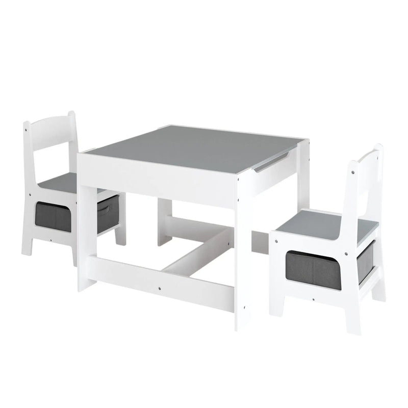 Kids Table And Chair Set, 3 In 1 Activity Table With Storage Drawer For Toddlers Drawing, Reading, Crafts, 2 In 1 Detachable Top - White by Unique Piece Furniture