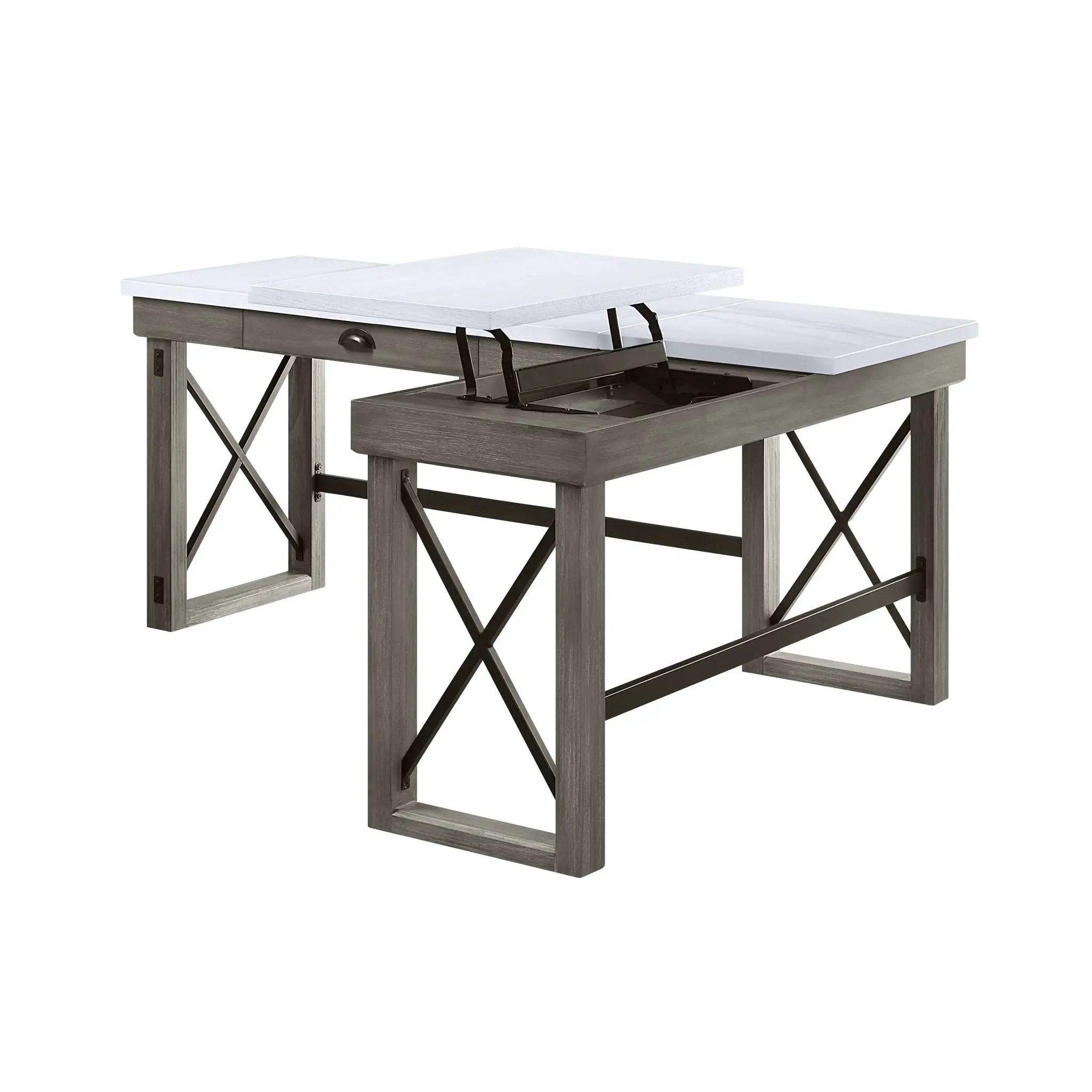 Talmar - Marble Top Weathered Writing Desk With Lift Top by Unique Piece Furniture