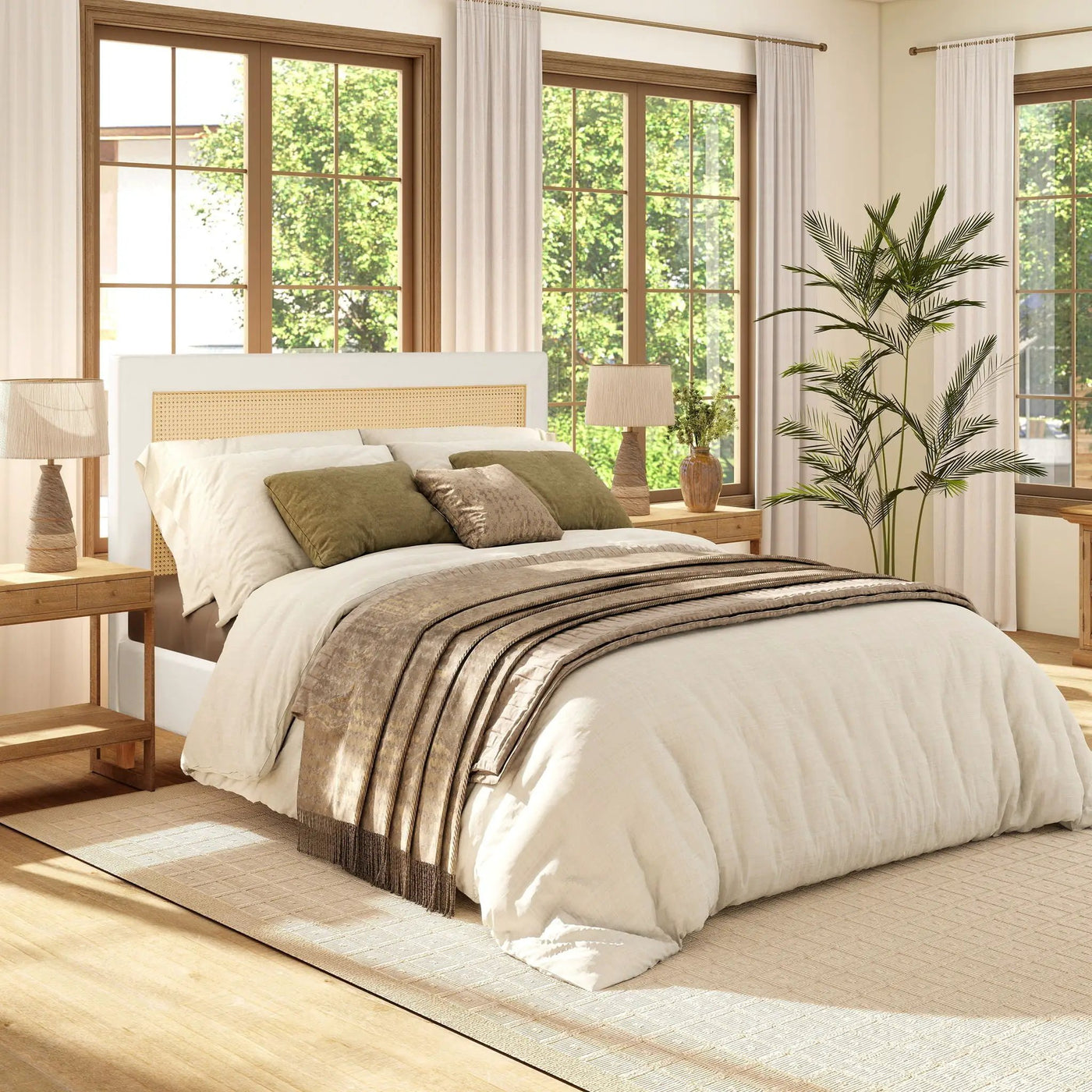 Haley - Upholstered Cane Back Platform Bed by Unique Piece Furniture