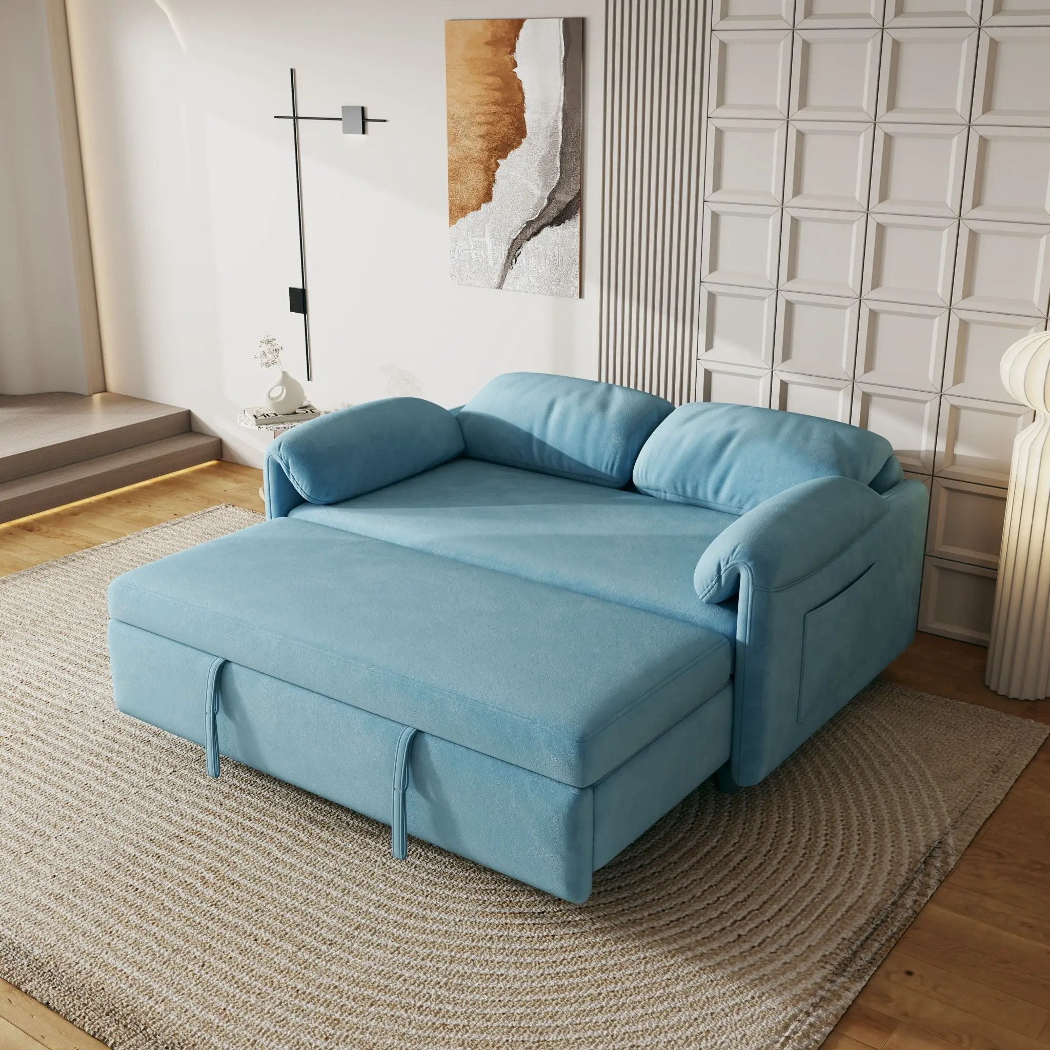 Sofa, Dual Purpose Lounge With Retractable Queen Size Bed by HouseOfZazla