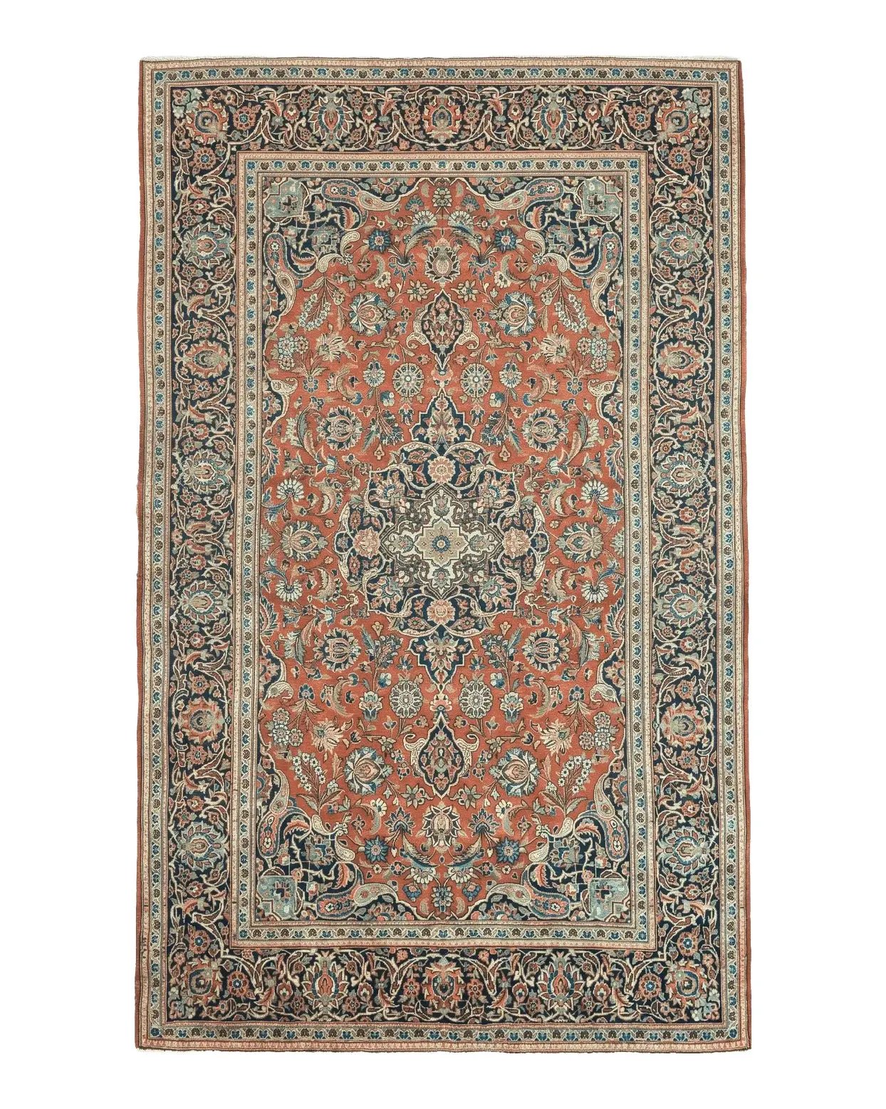 Persian Kashan Rug 4x7, Red, Floral Medallion, Vintage, Wool by Jewel Rugs