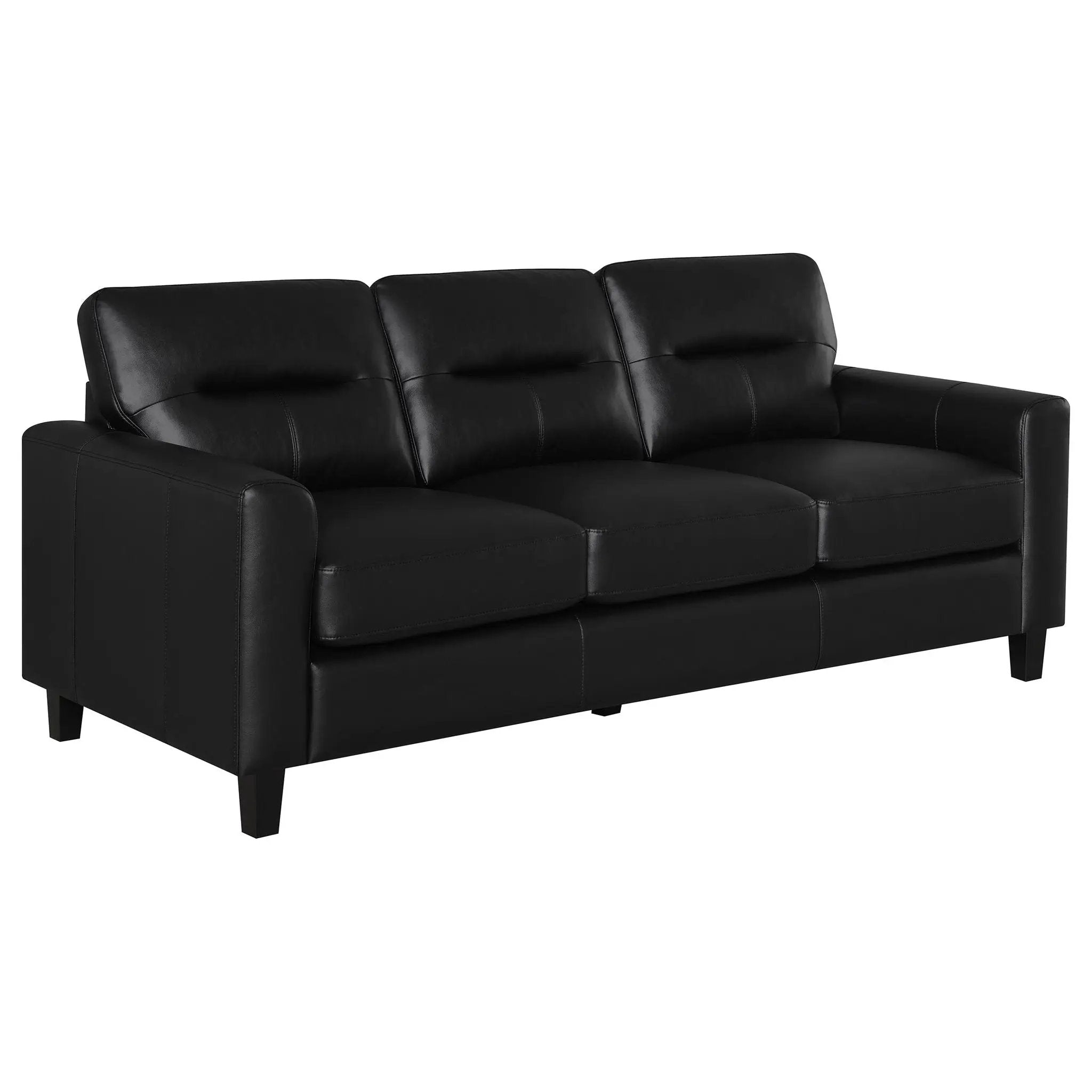 Scotland 2-piece Faux Leather Upholstered Sofa Set Black by Unique Piece Furniture