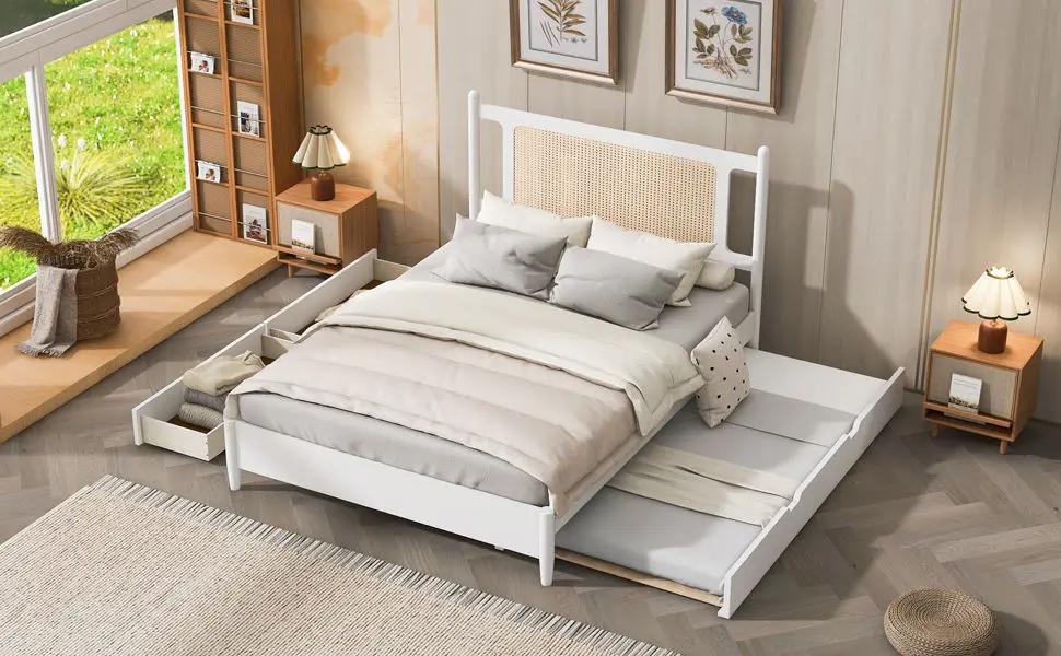 Platform Bed With 2 Big Drawers & Trundle by HouseOfZazla