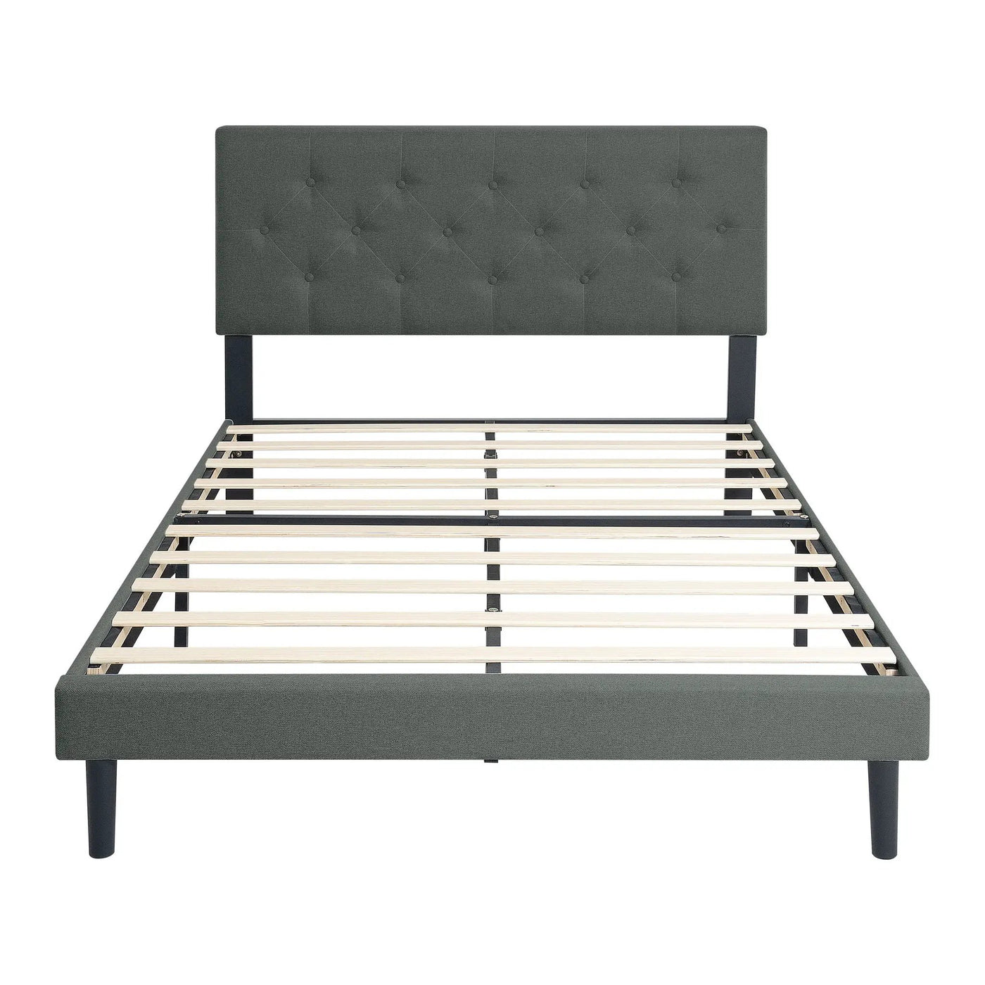 Modern Upholstered Platform Bed Frame With Button Tufted Fabric Headboard by Unique Piece Furniture