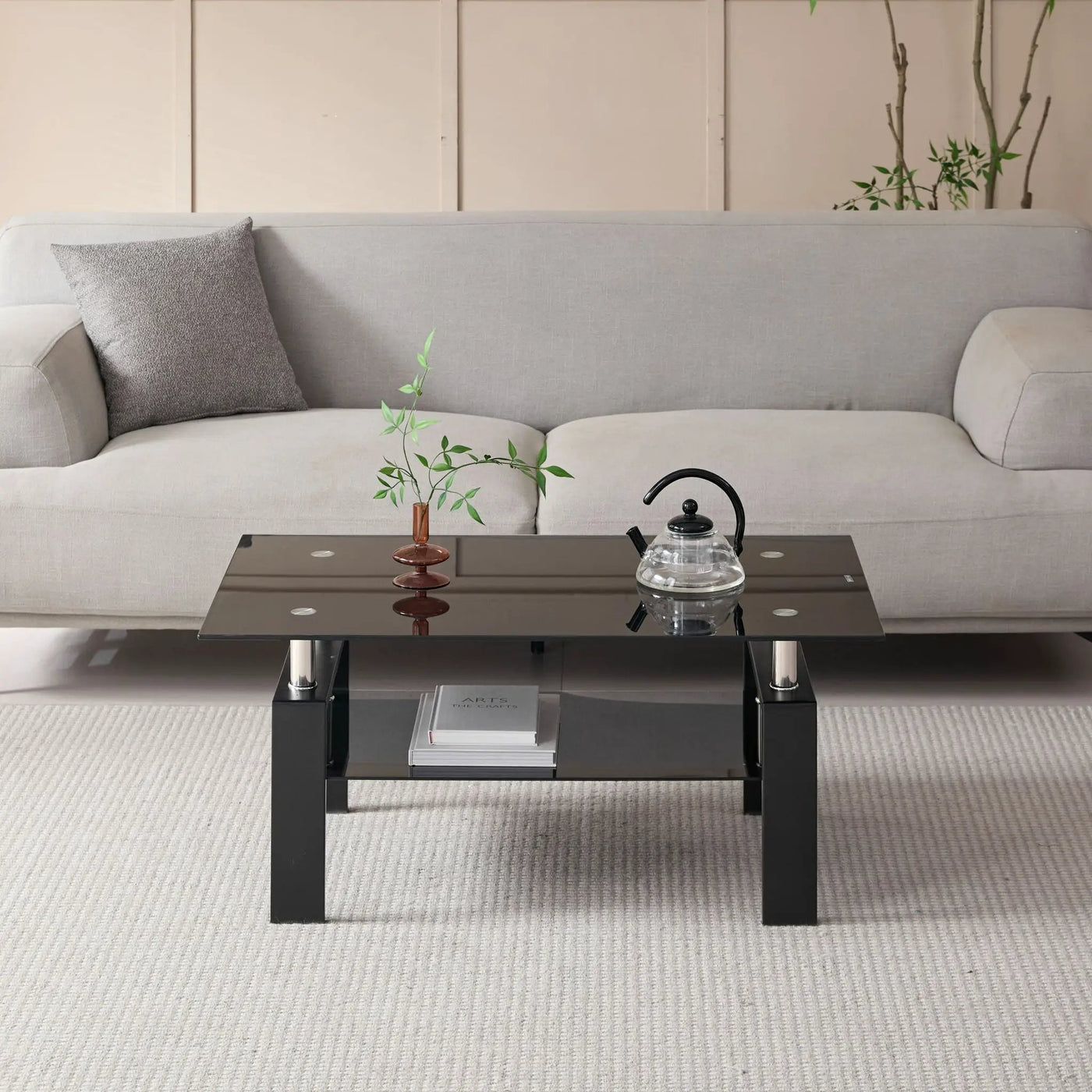 Tempered Glass Table With Storage by Unique Piece Furniture