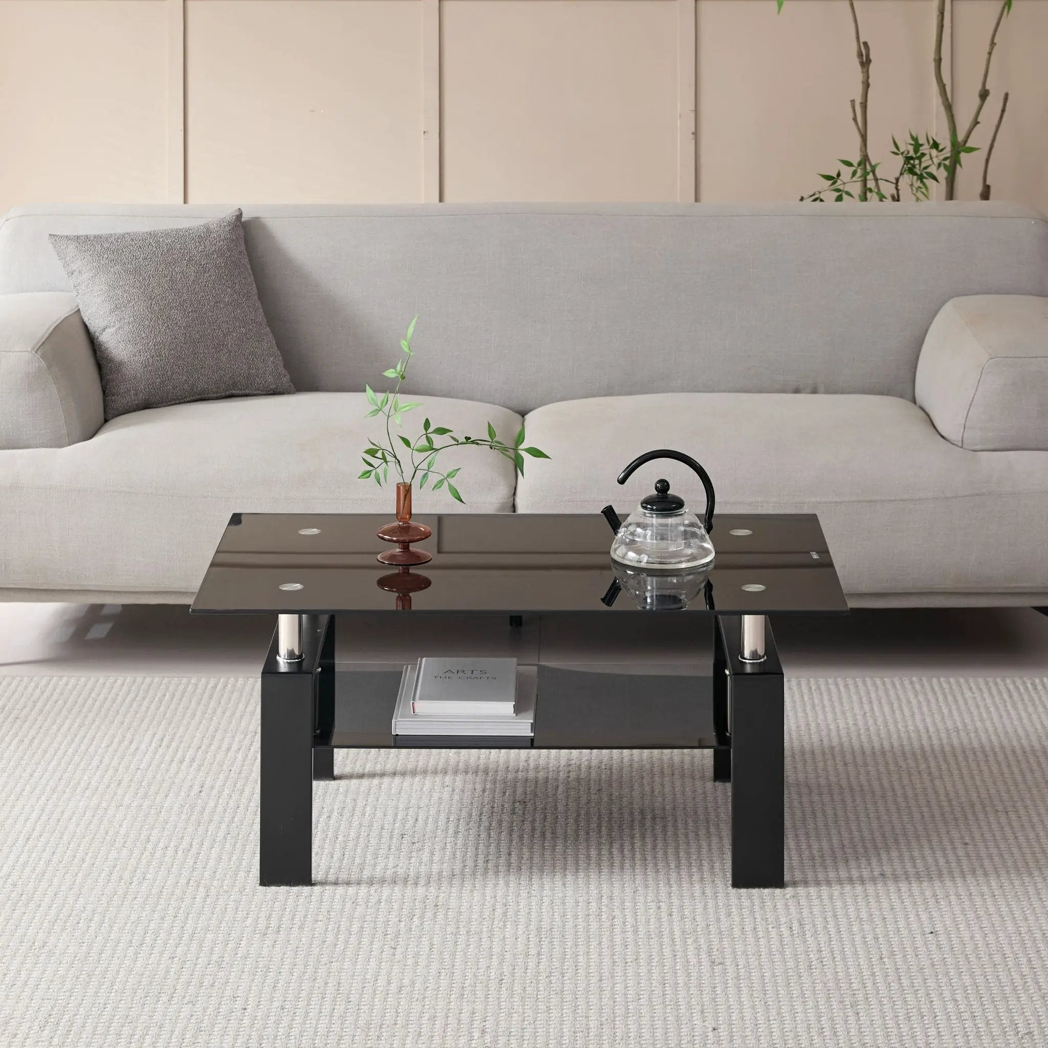 Tempered Glass Table With Storage by Unique Piece Furniture