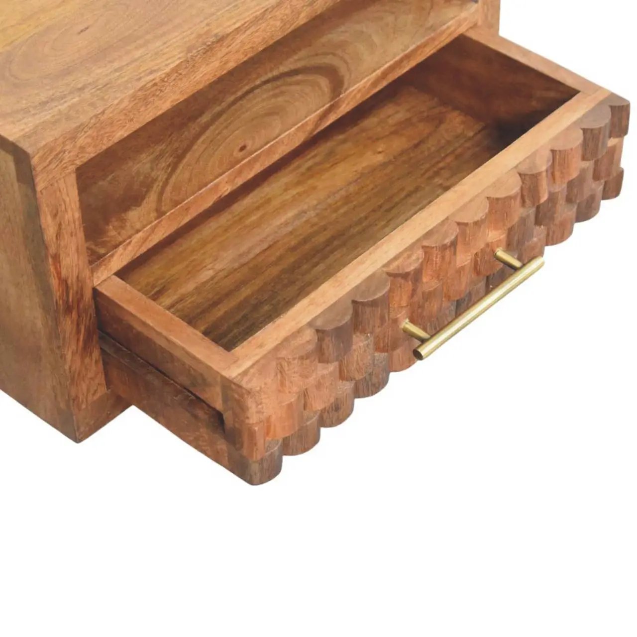 Solid Wood Arno Wall-Mounted Nightstand in Golden Teak by HouseOfZazla