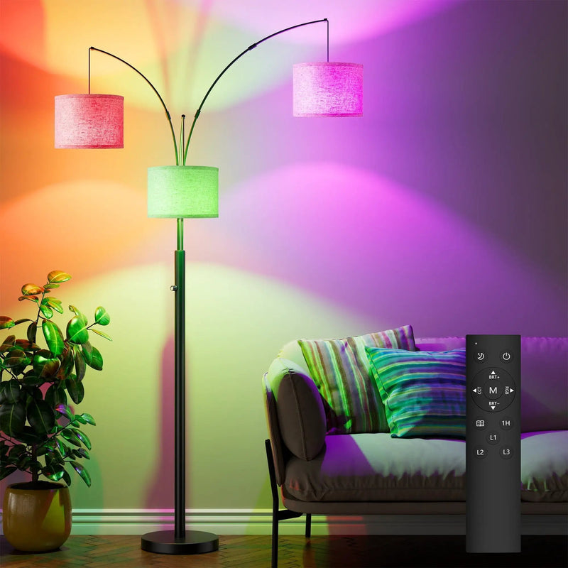 Three-Color Temperature & Dimmable Three-Head Floor Lamp by HouseOfZazla