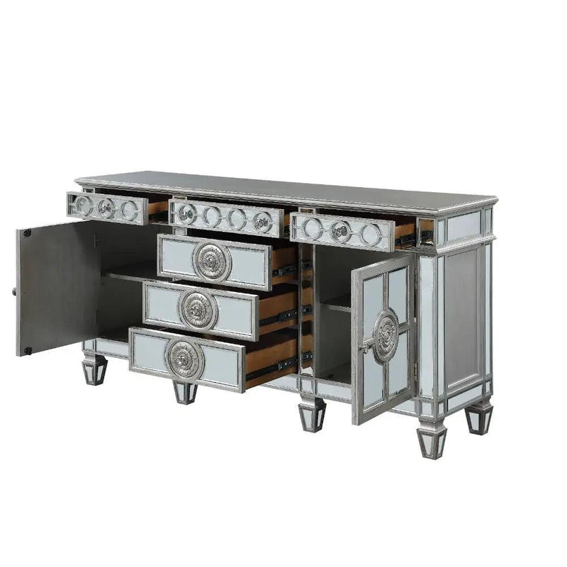 Varian - 36" Server - Mirrored & Antique Platinum by Unique Piece Furniture