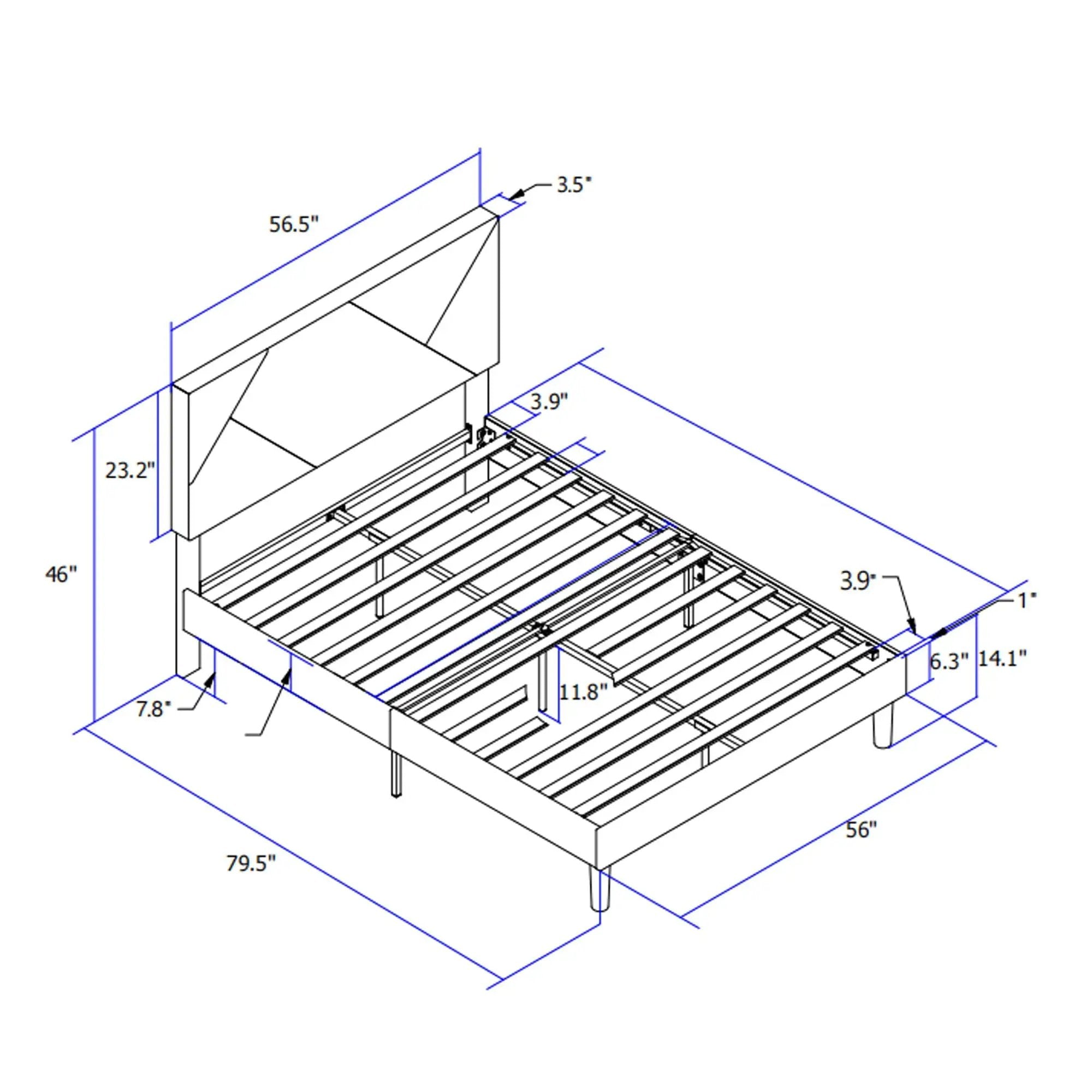Full Size Upholstered Platform Bed Frame With Headboard, Strong Wood Slat Support, Mattress Foundation, No Box Spring Needed - Gray by Unique Piece Furniture