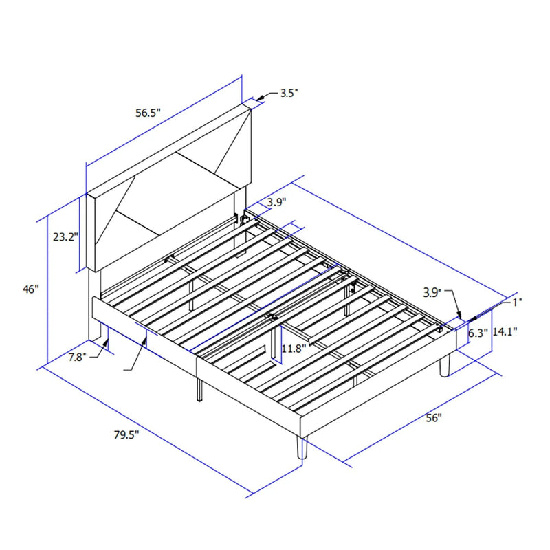 Full Size Upholstered Platform Bed Frame With Headboard, Strong Wood Slat Support, Mattress Foundation, No Box Spring Needed - Gray by Unique Piece Furniture