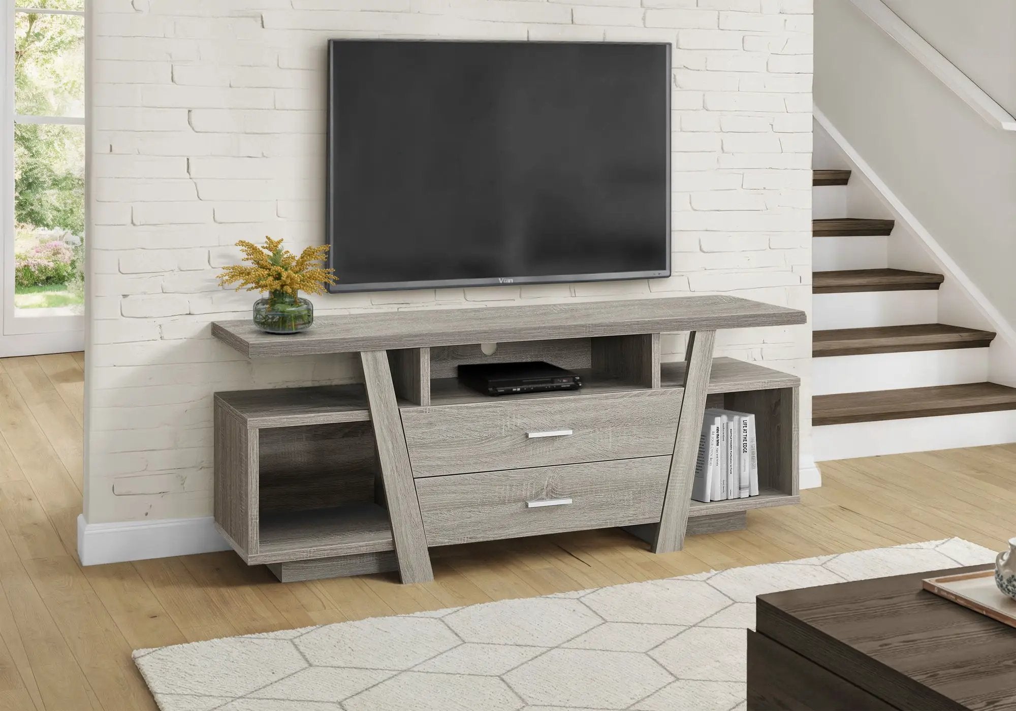 TV Stand Console Media Entertainment Center with Storage Drawers - Taupe by HouseOfZazla
