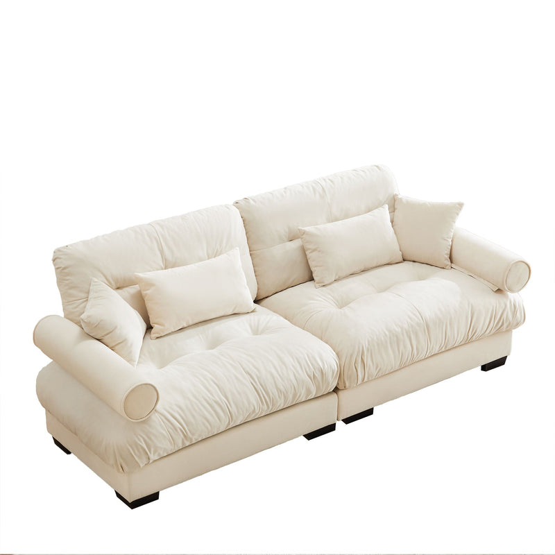 Modern Sofa With Bolstered Armrests And Pillows by Unique Piece Furniture