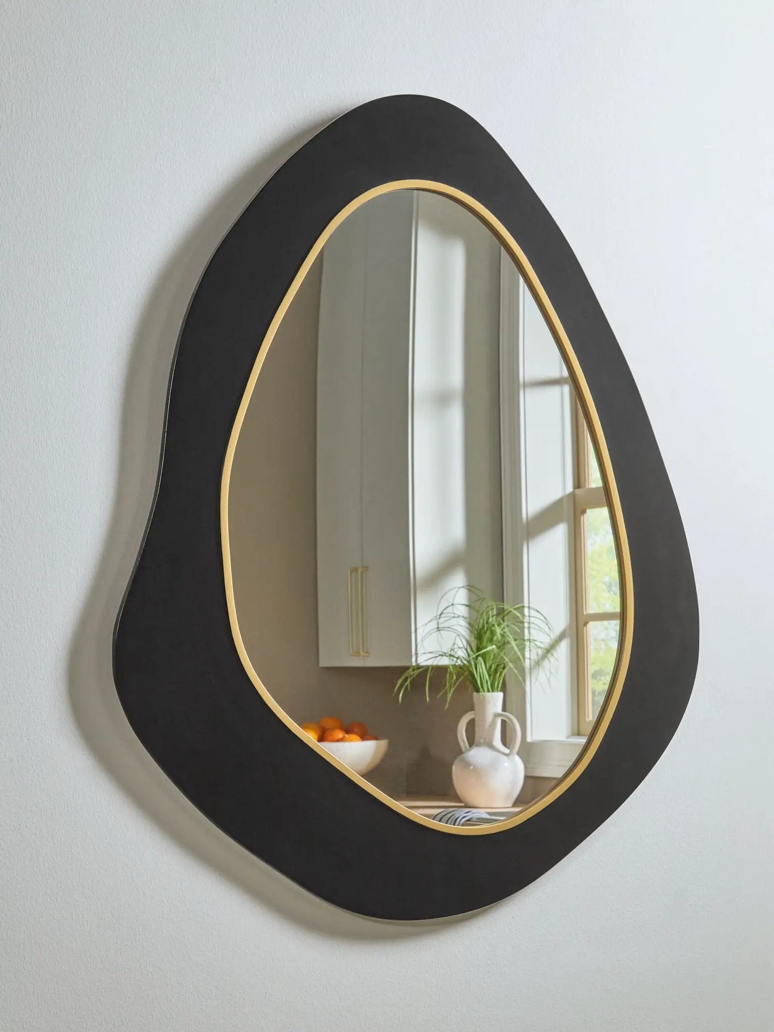 Kierlock - Accent Mirror - Black / Gold Finish by Unique Piece Furniture