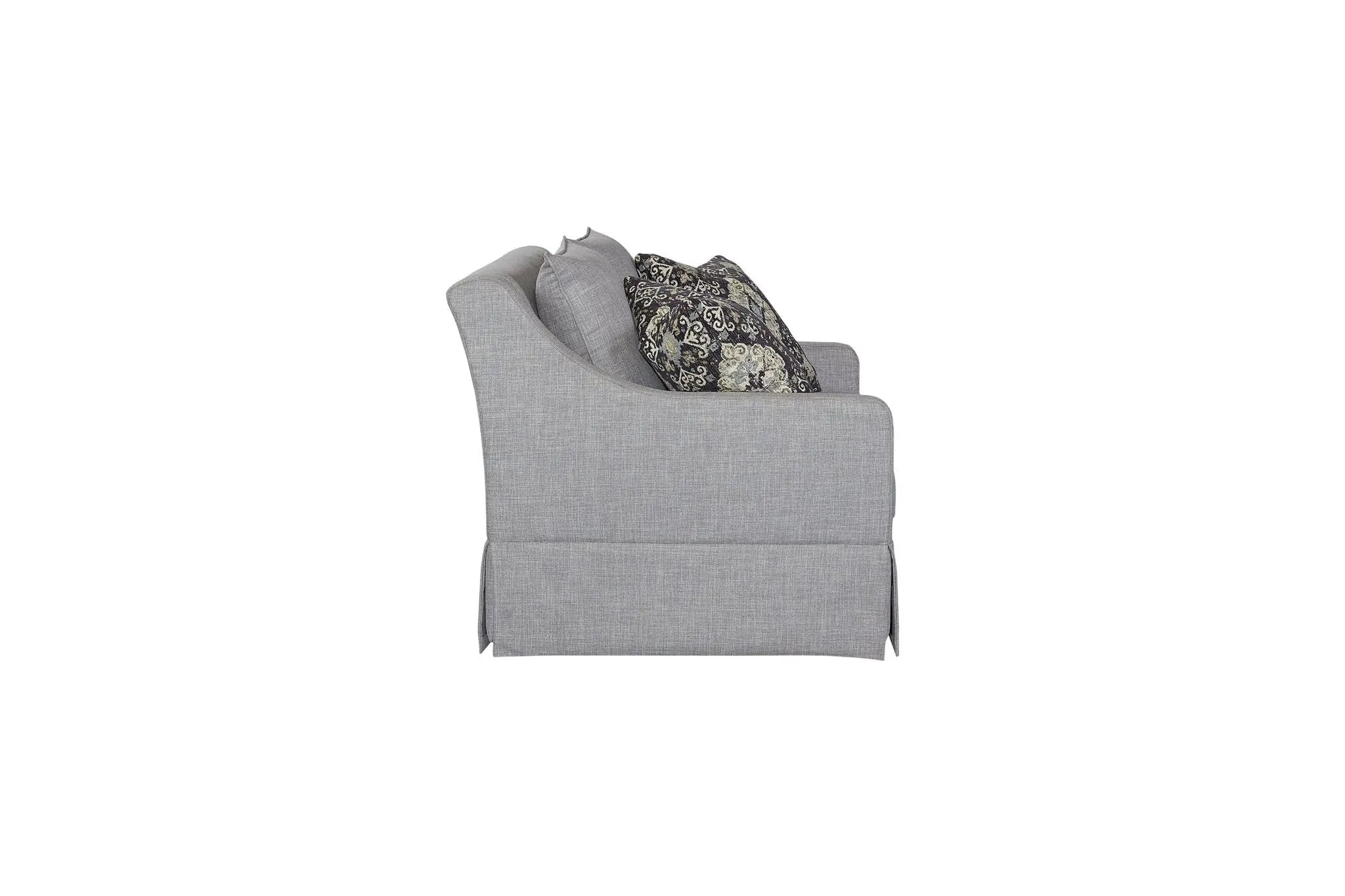 Loveseat With Skirt And Reversable Cushions And 2 Pillows - Light Gray by Unique Piece Furniture