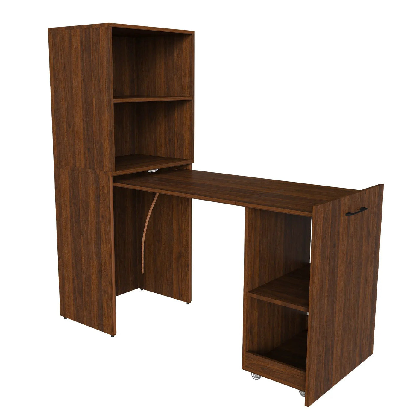 Stretchable Office Desk With Storage Shelves And Mobile Wheels by Unique Piece Furniture
