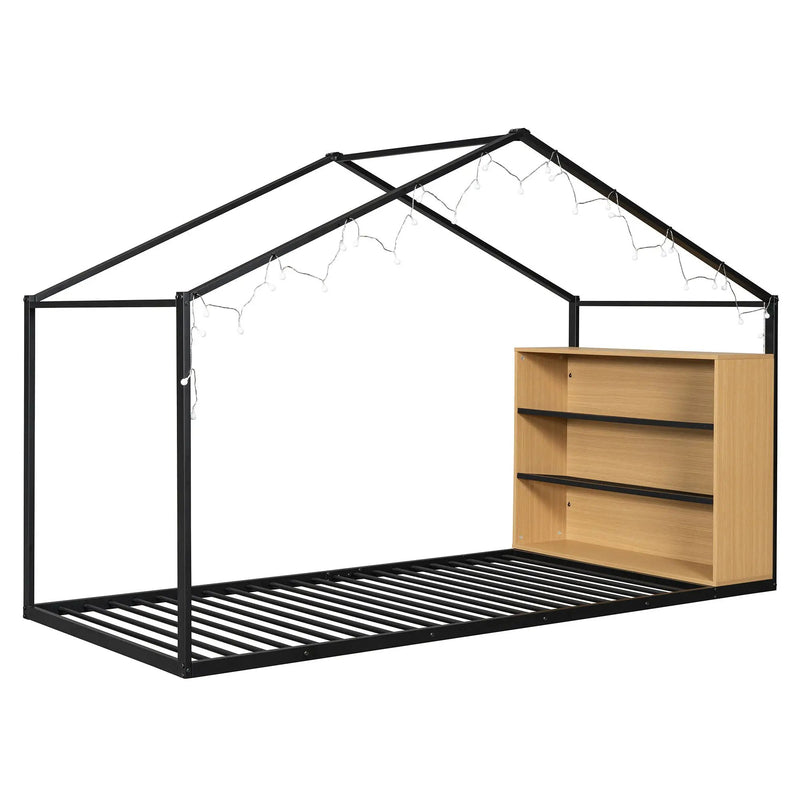 Bed House Frame With Shelves And Lights by Unique Piece Furniture