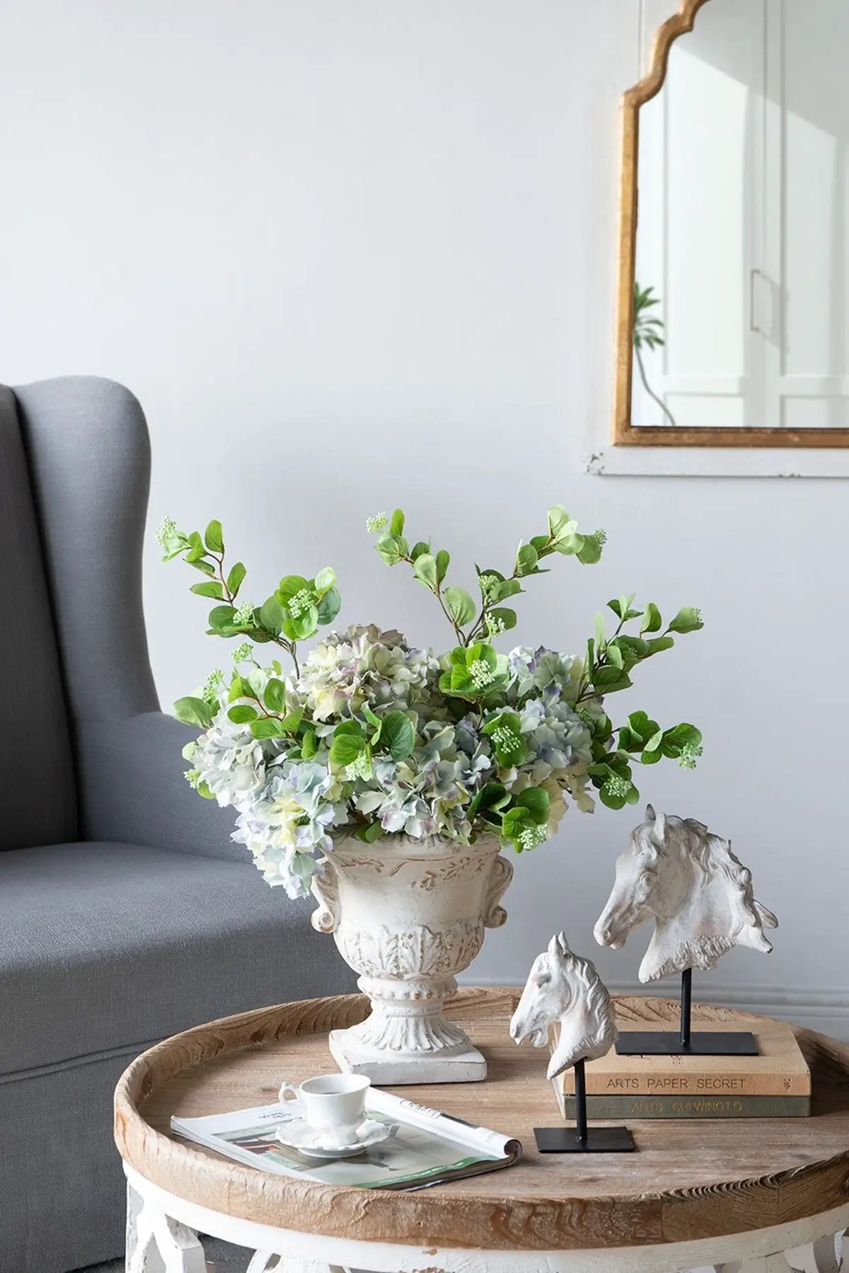 9.4x9.4x10.6' Decorative White Urn Planter with Distressed White Finish and Gold Accents by HouseOfZazla