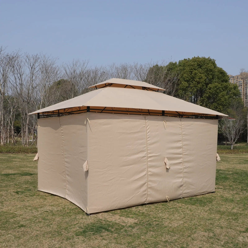 Khaki Outdoor Patio Gazebo Canopy Tent with Ventilated Double Roof by HouseOfZazla